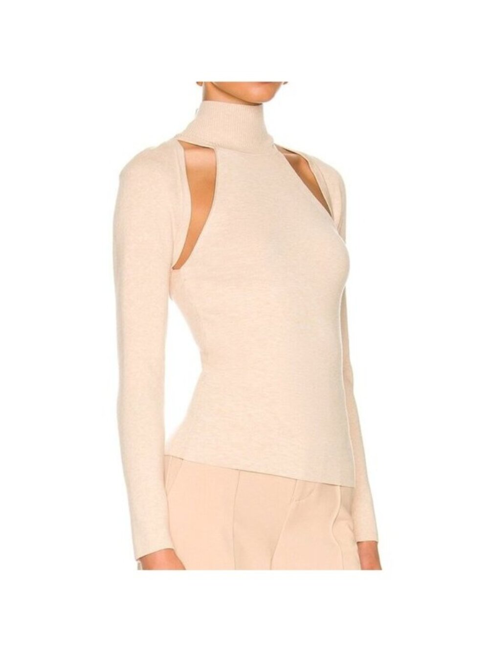 Alice + Olivia Classics Jeremy Cream Knit Long Sleeve Open Front Shrug Sweater